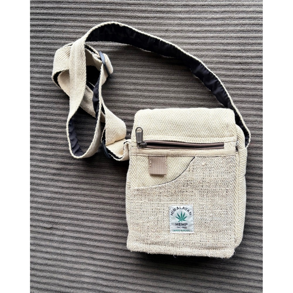 Himalayan Hemp Crossbody Bag Small Messenger Bag Made‎ in Nepal Sustainable